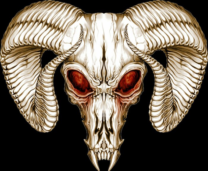 ram skull color sticker