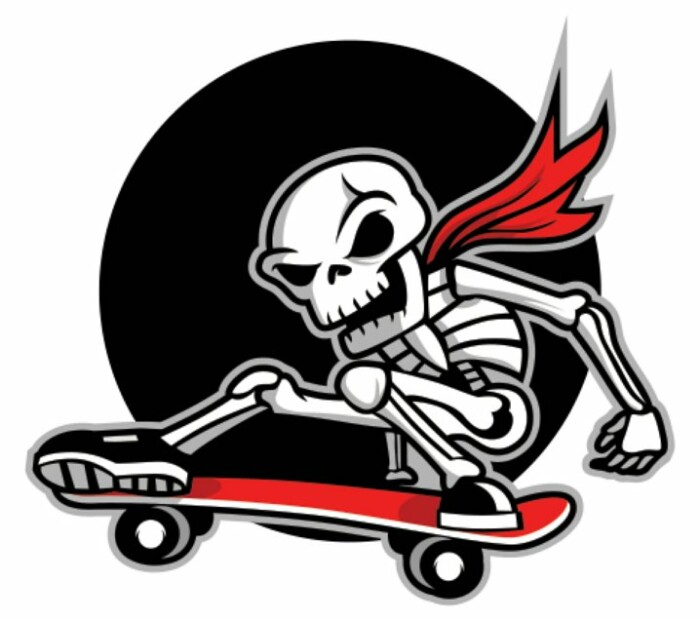 SKATER SUPERHERO SKULL STICKER