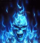 Skulls Blue Flame Square Sticker