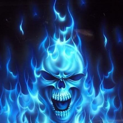 Skulls Blue Flame Square Sticker