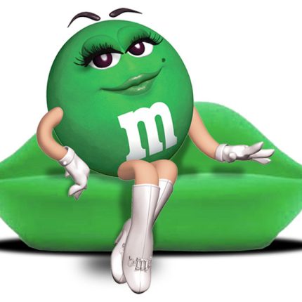 m&m sexy green lady sticker