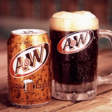 A&W Root Beer Can and Glass Rectangular Decal