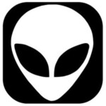 alien square black and white decal