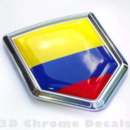 Colombia Flag Crest Colombian Emblem Chrome Car Decal Sticker