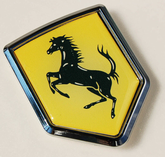 Ferrari Flag Crest Car Chrome Emblem 3D Decal Sticker - Pro Sport