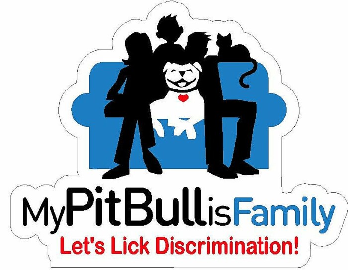 my pitbull is family sticker 2