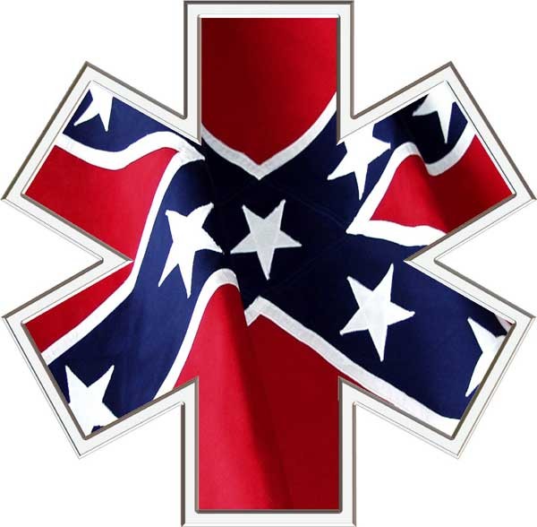 star of life ems emt with rebel flag in decals sticker ems rebel