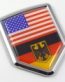 USA Germany Flags 3D Shield Emblem Domed Sticker