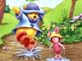 Winnie the Pooh and Piglet in the rain