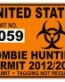 Zombie Hunting Permit Sticker Orange