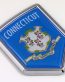 Connecticut US state flag domed chrome emblem car badge decal