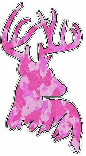 Deer Head Decal 44 - Camo Pink