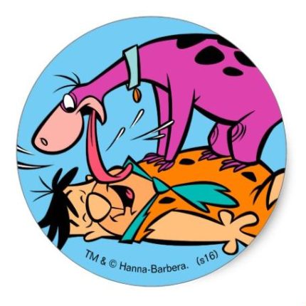 DINO LOVES FRED FLINTSTONE ROUND STICKER