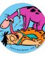 DINO LOVES FRED FLINTSTONE ROUND STICKER