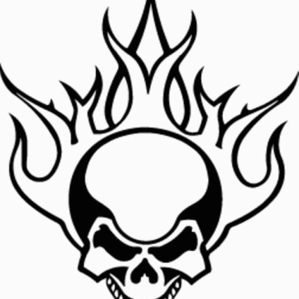 Flaming Tribal Skull with Fangs Decal