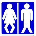 gotta go funny bathroom blue and white sign sticker