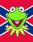 Kermit with Rebel Southern Confederate Flag Sticker