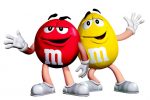 m&m red and yellow sticker