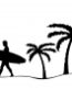 surfer decal with palm trees