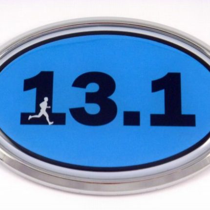 13.1 Blue Running Oval 3D Chrome Car Emblem