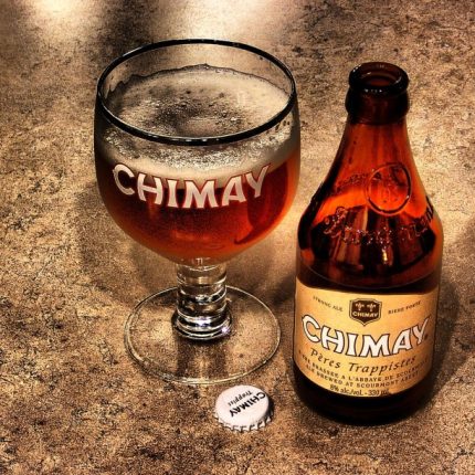 Chimay Glass and Bottle Shot