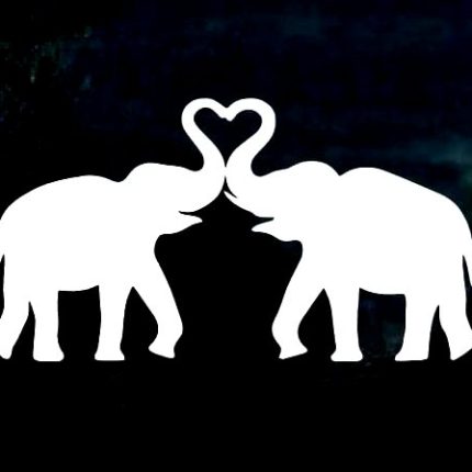 Elephants HEART Silhouette Window Decal Sticker