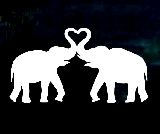 Elephants HEART Silhouette Window Decal Sticker - Pro Sport Stickers