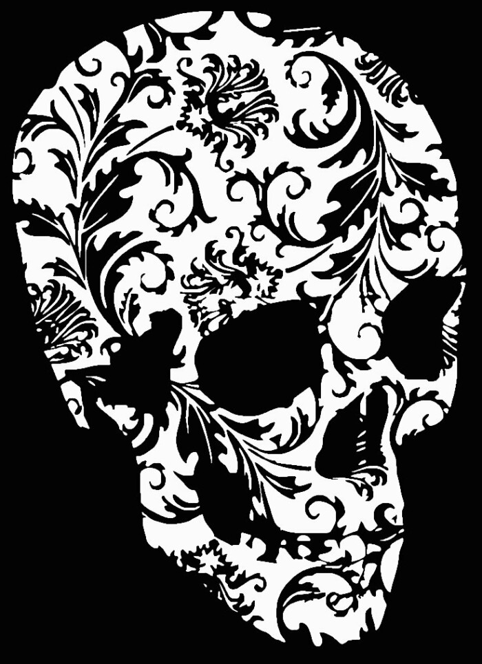 flower pattern skull sticker