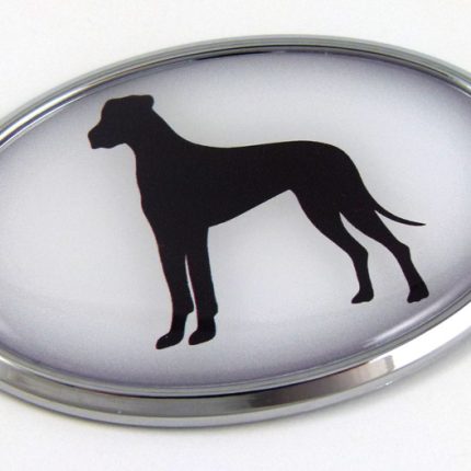 Great Dane 3D Adhesive Oval Chrome Pet Emblem