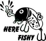 here fishy diecut fishing decal