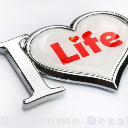 I Love Life Decal Chrome Emblem Sticker Car Motorcycle Badge