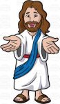 jesus arms our for you color religious sticker