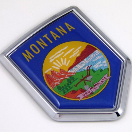montana US state flag domed chrome emblem car badge decal