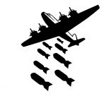 Plane Drops Bombs Diecut Vinyl Decal