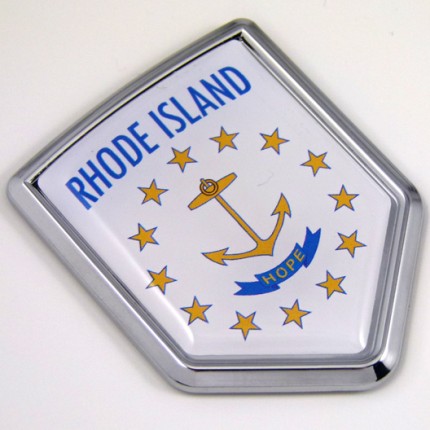 Rhode Island US state flag domed chrome emblem car badge decal