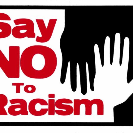 say no to racism sticker