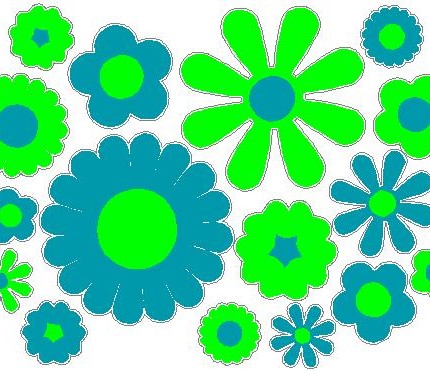 scooby flower multi color stickers TEAL