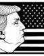 TRUMP USA FLAG B&W POLITICAL STICKER