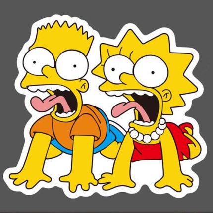 Bart and Lisa Simpson SCARED SHITLESS Sticker