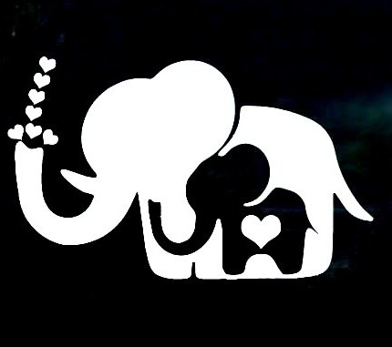 Elephant Decal Mom and Baby Elephant Sticker