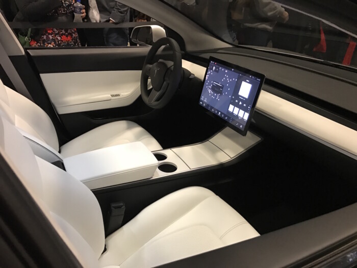 elon musl tesla model 3 interior shot sticker