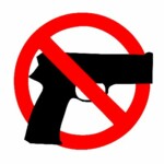 gun-control NO GUNS round sticker