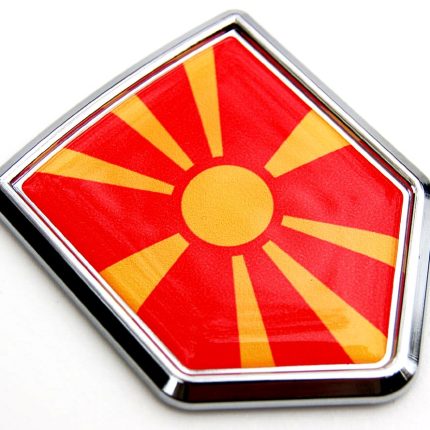 Macedonia Flag Crest Decal Car Chrome Emblem Sticker