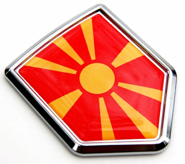 Macedonia Flag Crest Decal Car Chrome Emblem Sticker