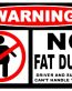 no fat dudes funny warning sticker set