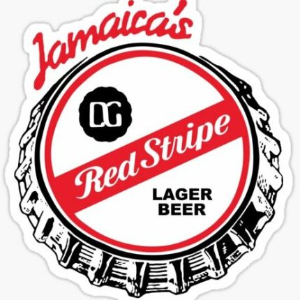 RED STRIPE JAMAICAS LAGER BEER CAP STICKER