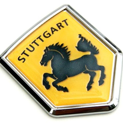 Stuttgart Yellow Flag 3D Decal Crest Chrome Emblem Sticker