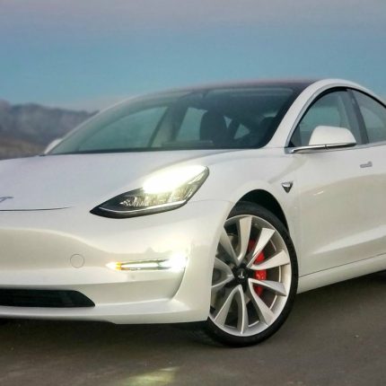 2018 Pearl White Performance Model 3 TESLA sticker