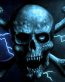 abstract skull blue lightning-151