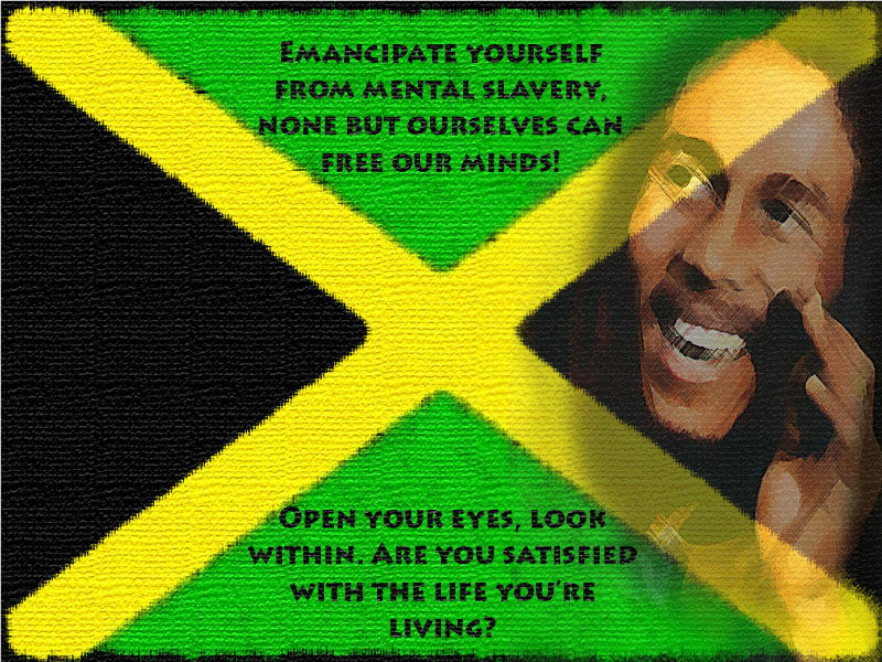 jamaican flag with bob marley
